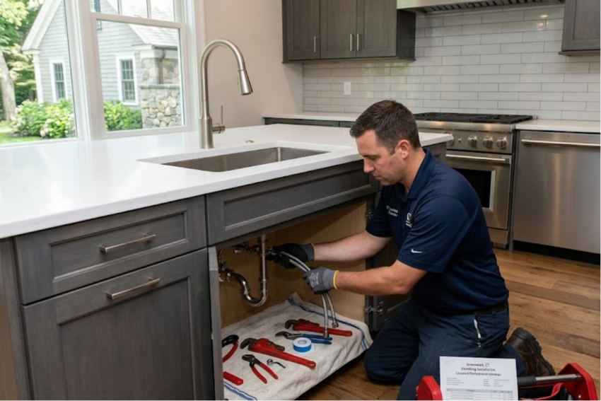 Professional plumbing installation for modern kitchen fixtures in Greenwich CT